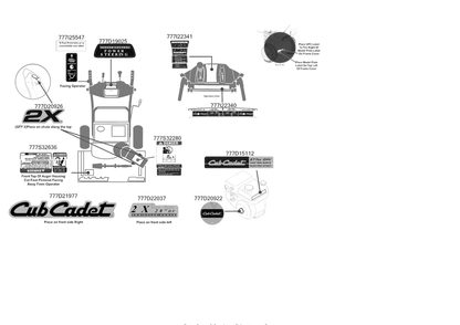 Label Map Diagram and Parts List for 2X28-INCHHP (31AH54ST710)(2016) Cub Cadet Snow Blower